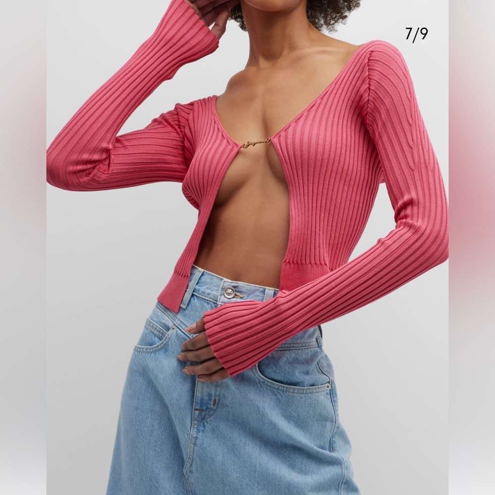Jacquemus Pralu rib knit script logo cardigan